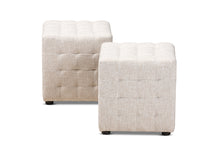 Load image into Gallery viewer, Baxton Studio Elladio Modern and Contemporary Beige Fabric Upholstered Tufted Cube Ottoman Set of 2
