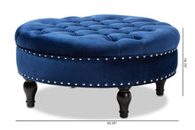 Load image into Gallery viewer, Baxton Studio Palfrey Transitional Blue Velvet Fabric Upholstered Button Tufted Cocktail Ottoman
