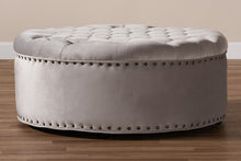 Load image into Gallery viewer, Baxton Studio Iglehart Modern and Contemporary Light Gray Velvet Fabric Upholstered Tufted Cocktail Ottoman
