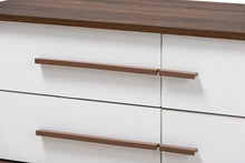 Load image into Gallery viewer, Baxton Studio Mette Mid-Century Modern Two-Tone White and Walnut Finished 4-Drawer Wood TV Stand
