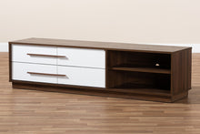 Load image into Gallery viewer, Baxton Studio Mette Mid-Century Modern Two-Tone White and Walnut Finished 4-Drawer Wood TV Stand
