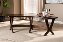 Load image into Gallery viewer, Baxton Studio Berlin Mid-Century Modern Walnut Finished Wood Curved Dining Bench
