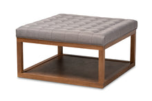 Load image into Gallery viewer, Baxton Studio Alvere Modern and Contemporary Grey Fabric Upholstered Walnut Finished Cocktail Ottoman
