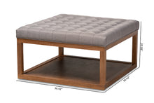 Load image into Gallery viewer, Baxton Studio Alvere Modern and Contemporary Grey Fabric Upholstered Walnut Finished Cocktail Ottoman
