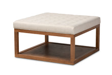 Load image into Gallery viewer, Baxton Studio Alvere Modern and Contemporary Beige Fabric Upholstered Walnut Finished Cocktail Ottoman
