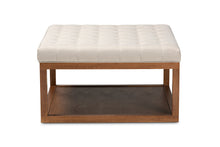 Load image into Gallery viewer, Baxton Studio Alvere Modern and Contemporary Beige Fabric Upholstered Walnut Finished Cocktail Ottoman
