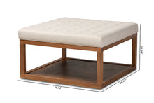Load image into Gallery viewer, Baxton Studio Alvere Modern and Contemporary Beige Fabric Upholstered Walnut Finished Cocktail Ottoman
