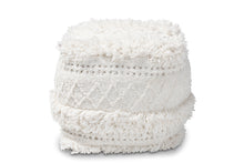 Load image into Gallery viewer, Baxton Studio Curlew Moroccan Inspired Ivory Handwoven Cotton Pouf Ottoman
