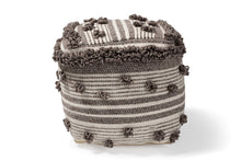 Load image into Gallery viewer, Baxton Studio Eligah Moroccan Inspired Ivory and Brown Handwoven Wool Pouf Ottoman
