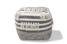Load image into Gallery viewer, Baxton Studio Kirby Moroccan Inspired Grey and Ivory Handwoven Cotton Pouf Ottoman
