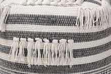 Load image into Gallery viewer, Baxton Studio Kirby Moroccan Inspired Grey and Ivory Handwoven Cotton Pouf Ottoman
