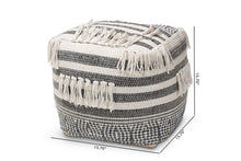 Load image into Gallery viewer, Baxton Studio Kirby Moroccan Inspired Grey and Ivory Handwoven Cotton Pouf Ottoman
