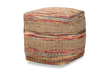 Load image into Gallery viewer, Baxton Studio Caiman Moroccan Inspired Multicolored Handwoven Hemp Pouf Ottoman
