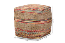 Load image into Gallery viewer, Baxton Studio Caiman Moroccan Inspired Multicolored Handwoven Hemp Pouf Ottoman
