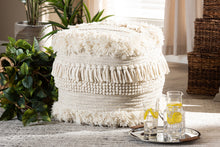Load image into Gallery viewer, Baxton Studio Bartow Moroccan Inspired Beige Handwoven Cotton Pouf Ottoman
