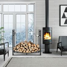 Load image into Gallery viewer, 33 Inch Firewood Rack with Removable Kindling Holder Steel Fireplace Wood

