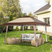 Load image into Gallery viewer, 13 x 13 Feet Pop-Up Feet Patio Gazebo with Wheels-Coffee
