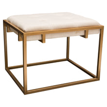 Load image into Gallery viewer, Babylon Small Accent Ottoman w/ Brushed Gold Frame &amp; Padded Seat in Sand Linen by Diamond Sofa
