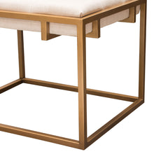 Load image into Gallery viewer, Babylon Small Accent Ottoman w/ Brushed Gold Frame &amp; Padded Seat in Sand Linen by Diamond Sofa
