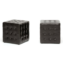 Load image into Gallery viewer, Baxton Studio Siskal Dark Brown Modern Cube Ottoman (Set of 2)

