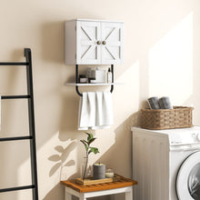 Load image into Gallery viewer, 2-Door Bathroom Wall-Mounted Medicine Cabinet with Open Shelf and Towel Rack-White

