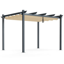 Load image into Gallery viewer, 10 x 12 Feet Outdoor Aluminum Retractable Pergola Canopy Shelter Grape Trellis-Beige
