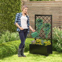 Load image into Gallery viewer, 49 Inch Metal Raised Garden Bed with Trellis-Black
