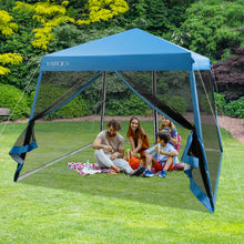 Load image into Gallery viewer, 10 x 10 Feet Pop Up Canopy with with Mesh Sidewalls and Roller Bag-Blue

