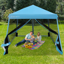 Load image into Gallery viewer, 10 x 10 Feet Pop Up Canopy with with Mesh Sidewalls and Roller Bag-Blue
