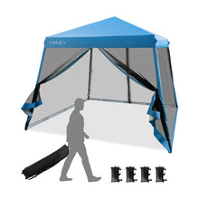 Load image into Gallery viewer, 10 x 10 Feet Pop Up Canopy with with Mesh Sidewalls and Roller Bag-Blue

