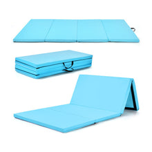 Load image into Gallery viewer, 4-Panel Folding Gymnastics Mat with Carrying Handles for Home Gym-Blue

