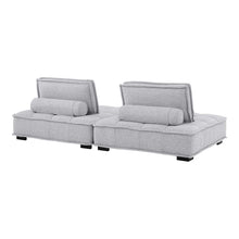 Load image into Gallery viewer, Saunter 2-Piece Tufted Fabric Fabric Loveseat in Light Gray
