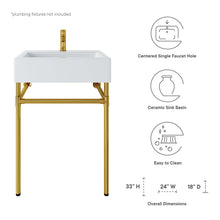 Load image into Gallery viewer, Redeem 24" Wall-Mount Gold Stainless Steel Bathroom Vanity by Modway
