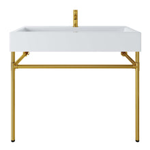 Load image into Gallery viewer, Redeem 40" Wall-Mount Gold Stainless Steel Bathroom Vanity by Modway
