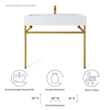 Load image into Gallery viewer, Redeem 40" Wall-Mount Gold Stainless Steel Bathroom Vanity by Modway
