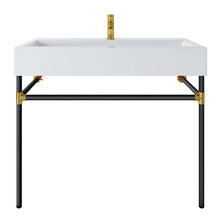 Load image into Gallery viewer, Redeem 40" Black Stainless Steel Wall-Mount Bathroom Vanity by Modway
