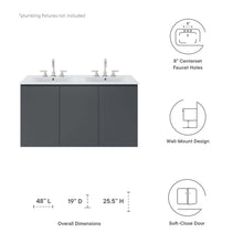 Load image into Gallery viewer, Bryn 48" Wall-Mount Double Sink Bathroom Vanity by Modway
