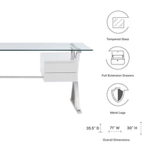 Load image into Gallery viewer, Sector 71" Glass Top Glass Office Desk by Modway
