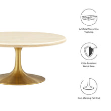 Load image into Gallery viewer, Lippa 36Ó Round Faux Travertine Coffee Table by Modway
