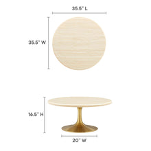 Load image into Gallery viewer, Lippa 36Ó Round Faux Travertine Coffee Table by Modway
