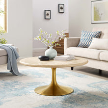 Load image into Gallery viewer, Lippa 36Ó Round Faux Travertine Coffee Table by Modway
