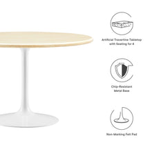 Load image into Gallery viewer, Lippa 48" Round Faux Travertine Dining Table by Modway
