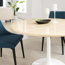 Load image into Gallery viewer, Lippa 48" Round Faux Travertine Dining Table by Modway
