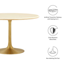 Load image into Gallery viewer, Lippa 48" Round Faux Travertine Dining Table by Modway
