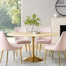 Load image into Gallery viewer, Lippa 60" Oval Faux Travertine Dining Table by Modway
