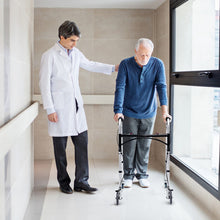 Load image into Gallery viewer, Height Adjustable Aluminum Walker with Rolling Wheels and Brakes
