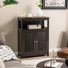 Load image into Gallery viewer, Wood Freestanding Bathroom Storage Cabinet with Double Shutter Door-Brown
