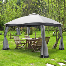 Load image into Gallery viewer, 10 x 12 Feet Patio Double-Vent Canopy with Privacy Netting and 4 Sandbags-Gray
