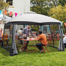 Load image into Gallery viewer, 10 x 12 Feet Patio Double-Vent Canopy with Privacy Netting and 4 Sandbags-Gray
