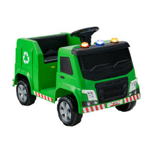 Load image into Gallery viewer, 12V Kids Ride-on  Garbage Truck with Warning Lights and 6 Recycling Accessories-Green
